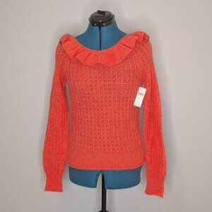 NWT Anthropologie orange-pinkish Sweater, Size XS